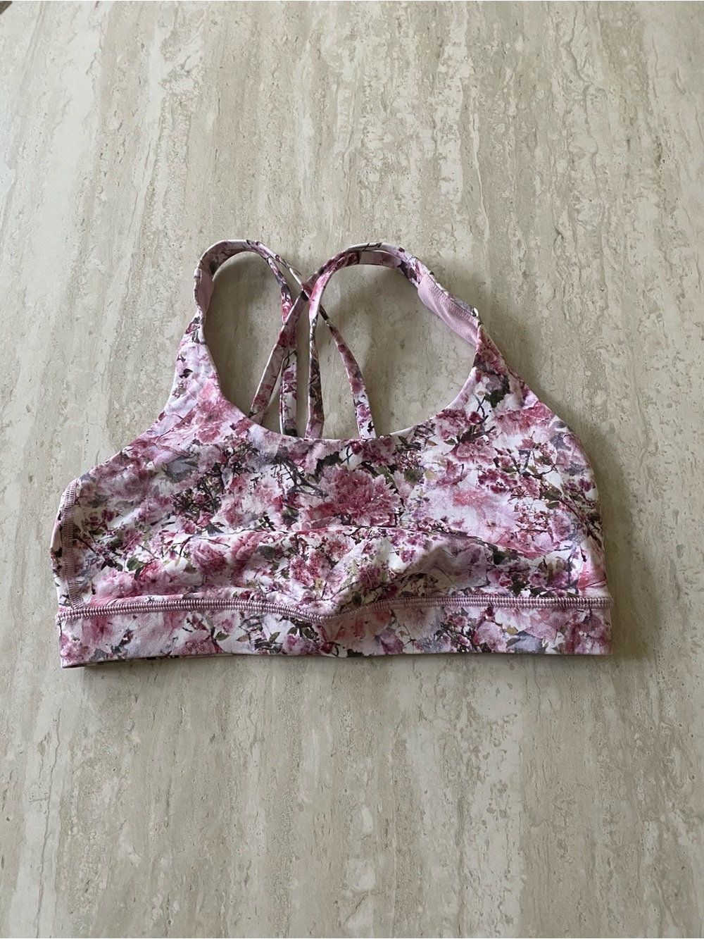 lululemon athletica Pink Floral Strappy Sports Bra